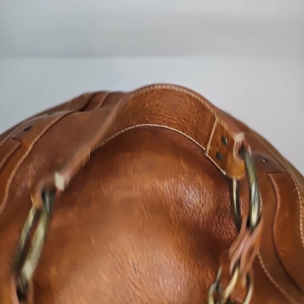 VTG FRYE Harness Hobo Saddle Purse – Brown Leather, Western Style, Italy